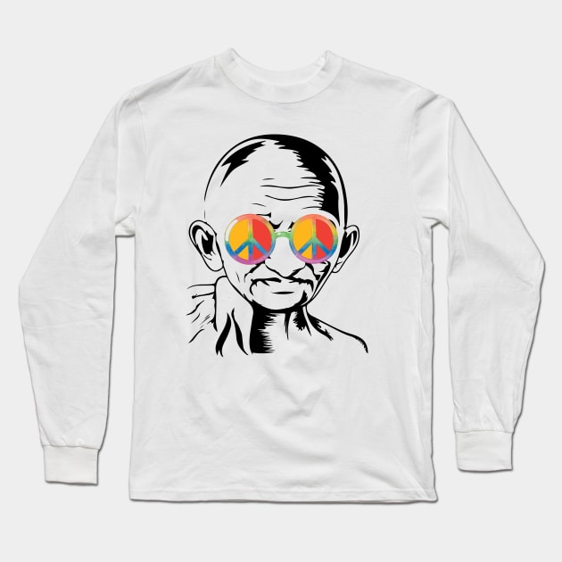 Gandhi Peace Bro – Non Violence Long Sleeve T-Shirt by alltheprints